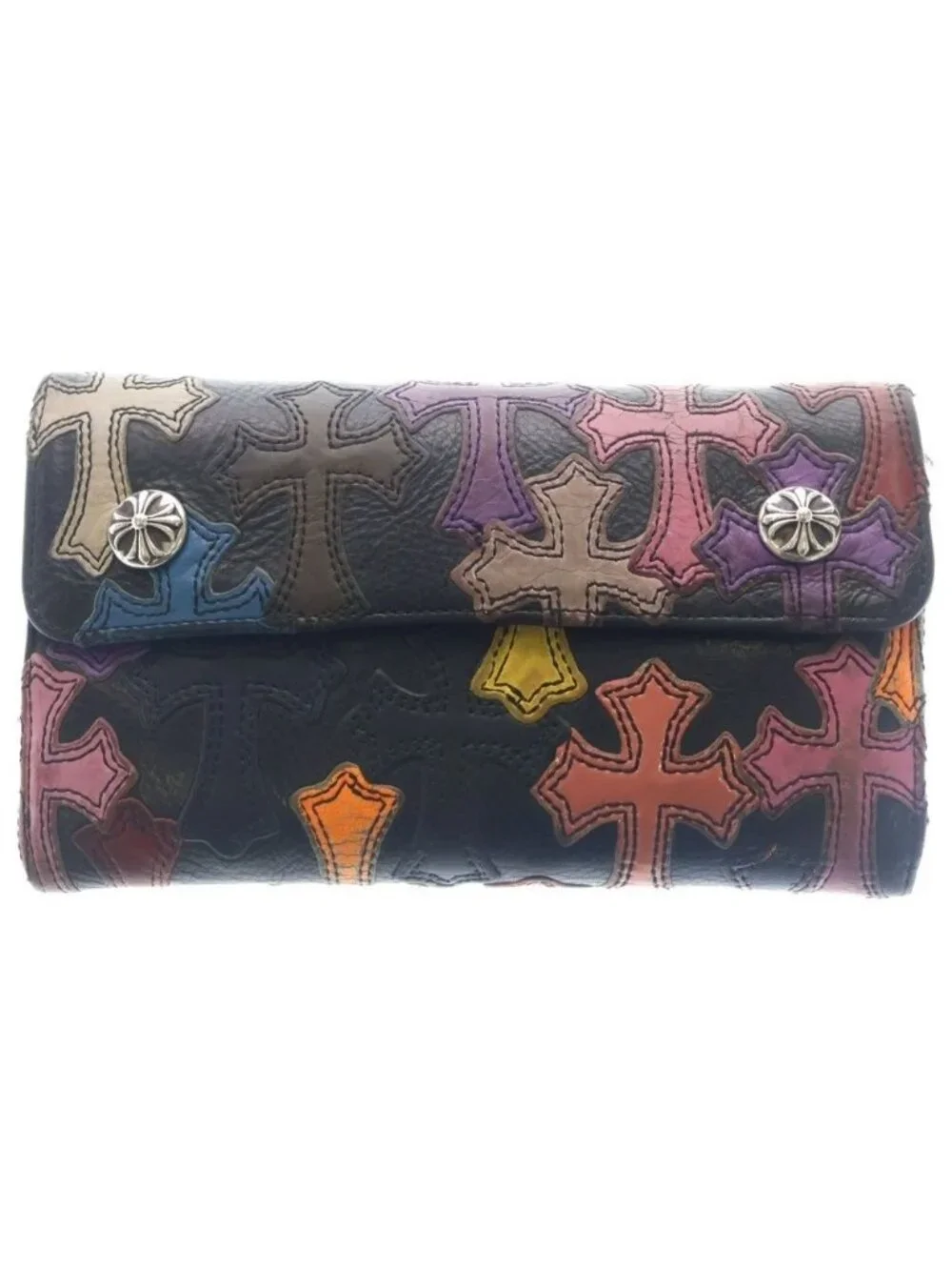 Chrome Hearts Wave Cross Patch Ball Button with Leather Wallet Multi